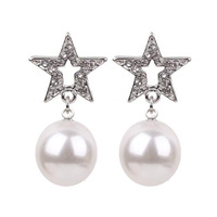 Stone Star With Dangly Pearl Earrings Eq114Rwh