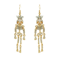 HALLOWEEN JEWELED CROWNED SKULL EARRINGS