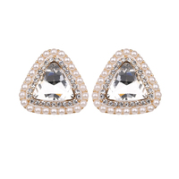Triangle Gem With Pearl Stud Earrings Eq150Gcr