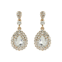 Dangly Teardrop With Stones Earrings