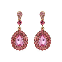 Dangly Teardrop With Stones Earrings