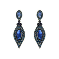 Dangly Leaf with Oval Gem and Stones Earrings