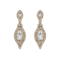 Dangly Leaf with Oval Gem and Stones Earrings