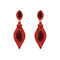 Dangly Leaf with Oval Gem and Stones Earrings