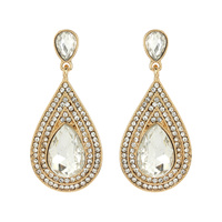 Dangly Teardrop Gem Earrings Eq167Gcl