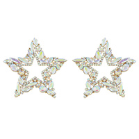 CRYSTAL RHINESTONE OPEN STAR CLUSTER DROP EARRINGS