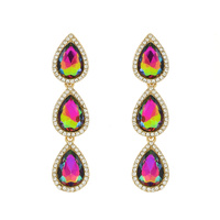 EVENING GLAM CRYSTAL 3-TIER TEARDROP HALO EARRINGS