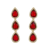 EVENING GLAM CRYSTAL 3-TIER TEARDROP HALO EARRINGS