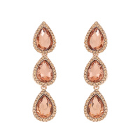 EVENING GLAM CRYSTAL 3-TIER TEARDROP HALO EARRINGS