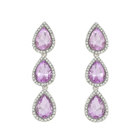 EVENING GLAM CRYSTAL 3-TIER TEARDROP HALO EARRINGS