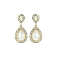 Dangly Teardrop Gem with Stone Edge Earrings