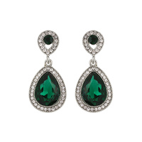 Dangly Teardrop Gem with Stone Edge Earrings