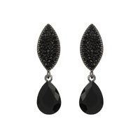 Stone Encrusted Leaf With Dangly Teardrop Gem Earrings Eq183Bjt