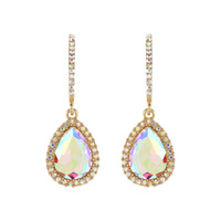 CRYSTAL RHINESTONE LONG DROP TEARDROP EARRINGS