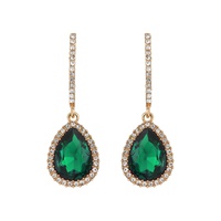 CRYSTAL RHINESTONE LONG DROP TEARDROP EARRINGS