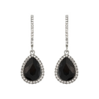 CRYSTAL RHINESTONE LONG DROP TEARDROP EARRINGS