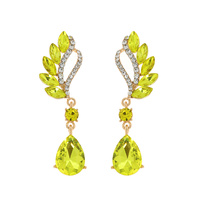 Leaf Cluster With Dangly Teardrop Gem Earrings Eq199Gpl