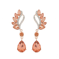 Leaf Cluster With Dangly Teardrop Gem Earrings Eq199Gpl