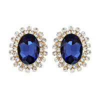 Oval Gem with Stone Edge Earrings