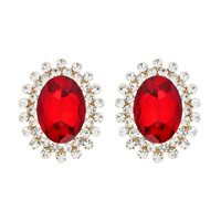 Oval Gem with Stone Edge Earrings