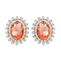 Oval Gem with Stone Edge Earrings