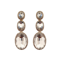 Dangly 3 Drop Oval Gem Earrings Eq247Gcl