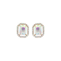 CRYSTAL RHINESTONE OCTAGON CUT HALO DROP EARRINGS