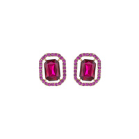 CRYSTAL RHINESTONE OCTAGON CUT HALO DROP EARRINGS