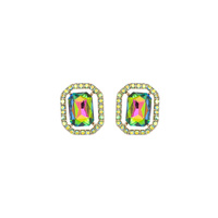 CRYSTAL RHINESTONE OCTAGON CUT HALO DROP EARRINGS