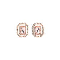 CRYSTAL RHINESTONE OCTAGON CUT HALO DROP EARRINGS