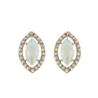 CRYSTAL RHINESTONE PETAL CUT HALO DROP EARRINGS