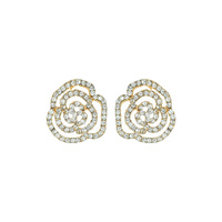CRYSTAL RHINESTONE PAVE ROSE STUD EARRINGS