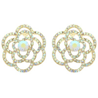 JEWELED CAMELLIA FLOWER EARRINGS