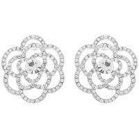 JEWELED CAMELLIA FLOWER EARRINGS