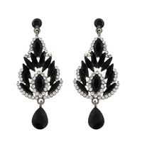 CRYSTAL RHINESTONE TEARDROP SHAPED CHANDELIER EARRINGS