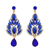 CRYSTAL RHINESTONE TEARDROP SHAPED CHANDELIER EARRINGS