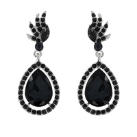 2-TIER CRYSTAL RHINESTONE OPEN TEARDROP WING ACCENT DANGLE AND DROP EARRINGS