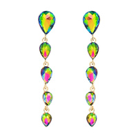 TEARDROP DANGLY GEM STONE EARRING