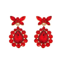 BUTTERFLY POST CRYSTAL RHINESTONE TEARDROP CUT DANGLE AND DROP EARRINGS