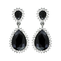 DROP POINTED RIM STONE POST EARRING