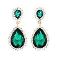 DROP POINTED RIM STONE POST EARRING
