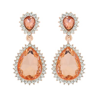 2-TIER CRYSTAL RHINESTONE OPEN TEARDROP WING ACCENT DANGLE AND DROP EARRINGS