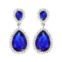 DROP POINTED RIM STONE POST EARRING
