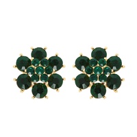 FLORAL CIRCLE CUT CRYSTAL GEMSTONE STUD EARRINGS