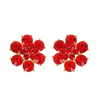 FLORAL CIRCLE CUT CRYSTAL GEMSTONE STUD EARRINGS