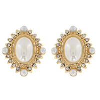 ART DECO OVAL SHAPED RHINESTONE CLUSTER DROP EARRINGS