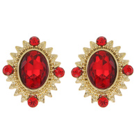 ART DECO OVAL SHAPED RHINESTONE CLUSTER DROP EARRINGS