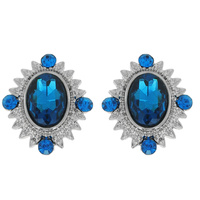 ART DECO OVAL SHAPED RHINESTONE CLUSTER DROP EARRINGS