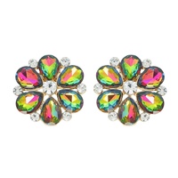 FLORAL PETAL CUT CRYSTAL GEMSTONE STUD EARRINGS