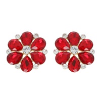 FLORAL PETAL CUT CRYSTAL GEMSTONE STUD EARRINGS